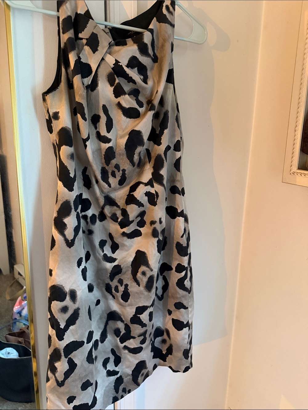 Ann Taylor Black and Cream Leopard-Print Midi Dress